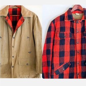 Incredible rare reversible wool & canvas men’s 1950s bath jacket / military coat